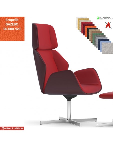 Haiku Poltrona direzionale con movimento armonico, base 4 razze alluminio ecopelle GAZEBO Class 1IM