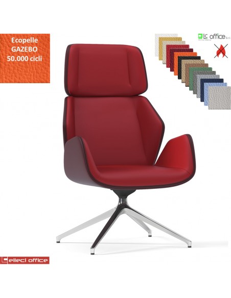 Haiku Poltrona direzionale con movimento armonico base alluminio piramidale 4 gambe ecopelle GAZEBO Class 1IM