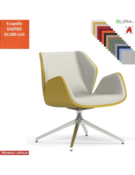 Haiku Poltrona semi-direzionale girevole base alluminio piramidale a 4 gambe ecopelle GAZEBO Class 1IM