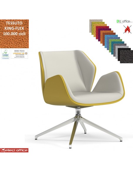Haiku Poltrona semi-direzionale girevole, base alluminio piramidale a 4 gambe TESSUTO KING FLEX class 1IM