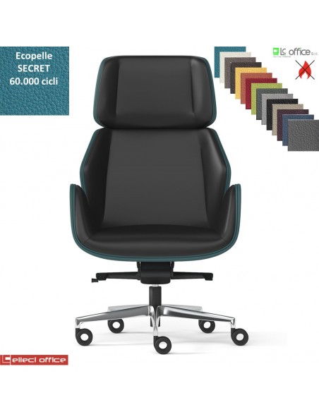 Haiku Poltrona direzionale con oscillante fulcro avanzato multiblock regolazione lat. base alluminio ecopelle SECRET class 1 IM