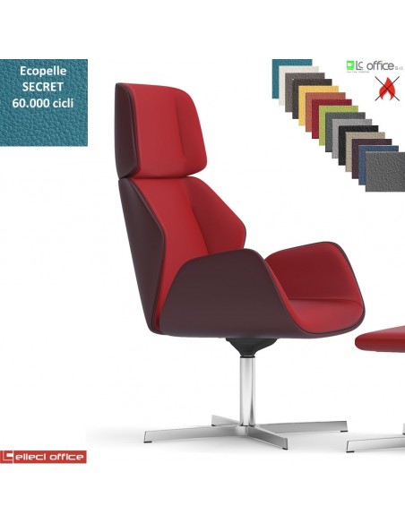 Haiku Poltrona direzionale con movimento armonico base 4 razze alluminio ecopelle SECRET class 1 IM