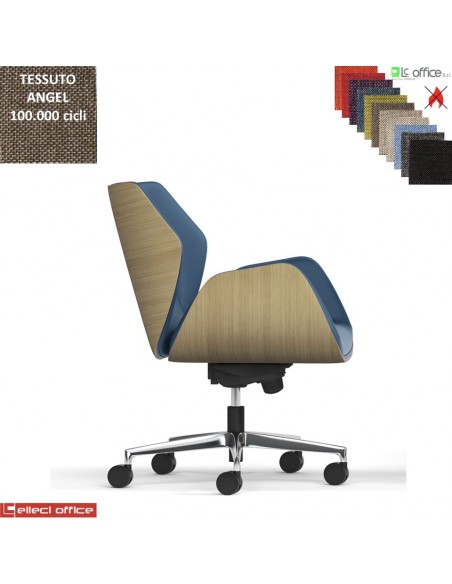 Haiku Wood Poltrona semi-direzionale con oscillante multiblock base alluminio tessuto Angel class 1 IM