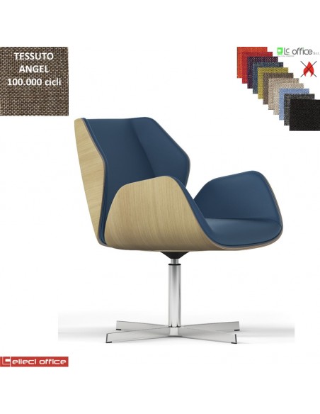 Haiku Wood Poltrona semi-direzionale girevole base 4 razze alluminio tessuto Angel class 1 IM
