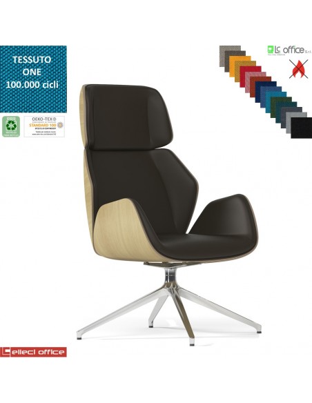 Haiku Wood Poltrona direzionale con movimento armonico base alluminio piramidale 4 gambe ONE class 1 IM