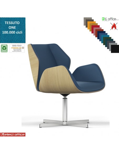 Haiku Wood Poltrona semi-direzionale girevole base 4 razze alluminio ONE class 1 IM