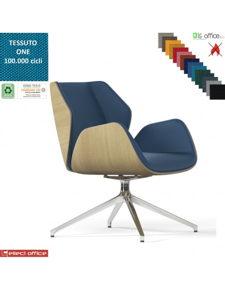 Haiku Wood Poltrona semi-direzionale girevole base alluminio piramidale a 4 gambe ONE class 1 IM