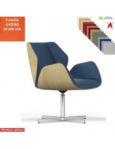 Haiku Wood Poltrona semi-direzionale girevole, base 4 razze alluminio ecopelle GAZEBO Class 1IM