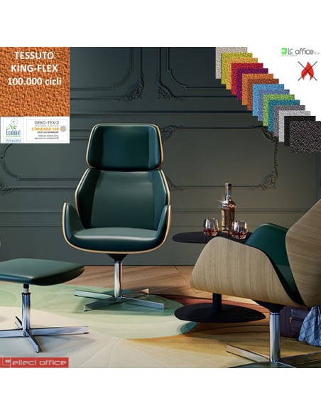 Haiku Wood Poltrona direzionale con movimento armonico base 4 razze alluminio TESSUTO KING FLEX class 1IM