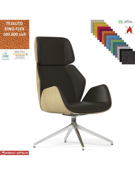 Haiku Wood Poltrona direzionale con movimento armonico base alluminio piramidale 4 gambe TESSUTO KING FLEX class 1IM