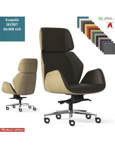 Haiku Wood Poltrona direzionale oscillante fulcro avanzato multiblock regolazione lat. base alluminio ecopelle SECRET class 1 IM