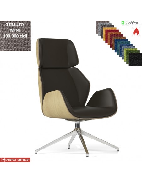 Haiku Wood Poltrona direzionale con movimento armonico base alluminio piramidale 4 gambe TESSUTO MINI class 1 IM