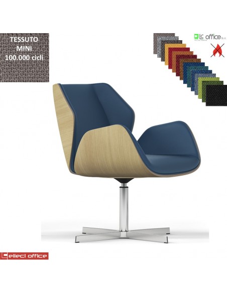 Haiku Wood Poltrona semi-direzionale girevole base 4 razze alluminio TESSUTO MINI class 1 IM