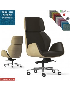 Haiku Wood Poltrona direzionale oscillante fulcro avanzato multiblock regolazione lat. base alluminio Lana vergine Class 1 IM