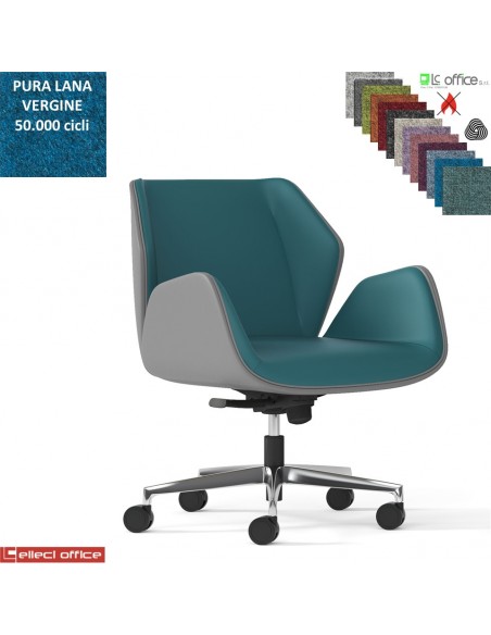 Haiku Poltrona semi-direzionale con oscillante multiblock base alluminio Lana vergine Class 1 IM