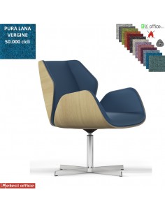 Haiku Wood Poltrona semi-direzionale girevole base 4 razze alluminio Lana vergine Class 1 IM