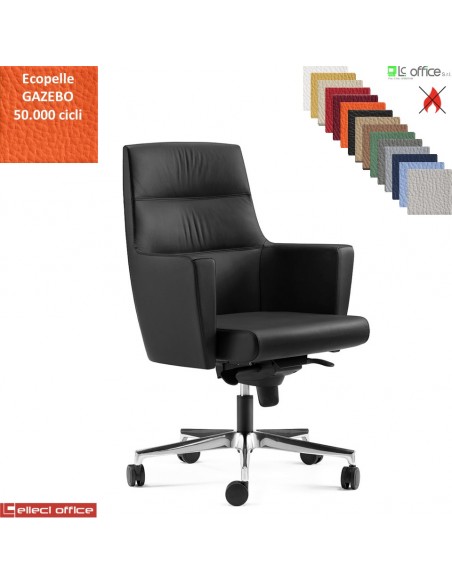 Admiral Poltrona semi direzionale movimento syncronizzato multiblock base alluminio ecopelle GAZEBO Class 1IM