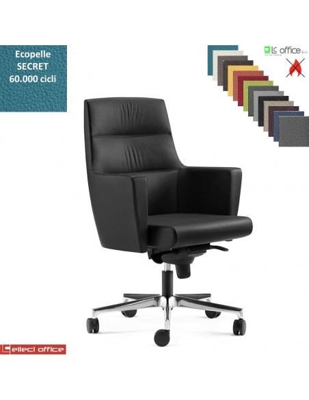 Admiral Poltrona Semi direzionale movimento syncronizzato multiblock base alluminio ecopelle SECRET class 1 IM