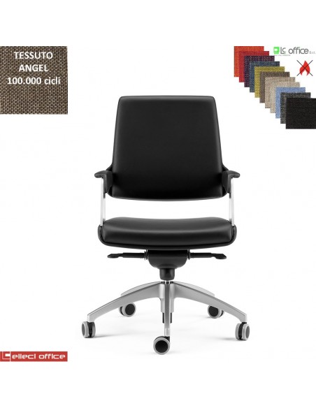 Omnia Poltrona SEMI direzionale con oscillante a fulcro avanzato base alluminio verniciata grigia tessuto Angel class 1 IM
