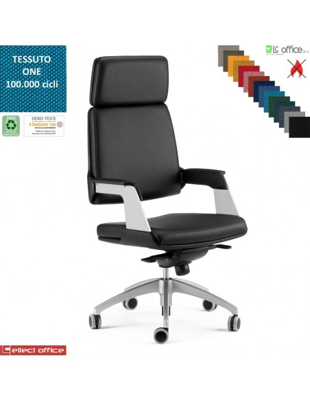 Omnia Poltrona direzionale con oscillante a fulcro avanzato base alluminio verniciata grigia ONE class 1 IM