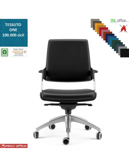 Omnia Poltrona semi direzionale con oscillante a fulcro avanzato base alluminio verniciata grigia ONE class 1 IM