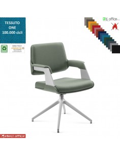 Omnia Omnia Poltrona interlocutore girevole, base alluminio piramidale a 4 gambe verniciata grigia ONE class 1 IM