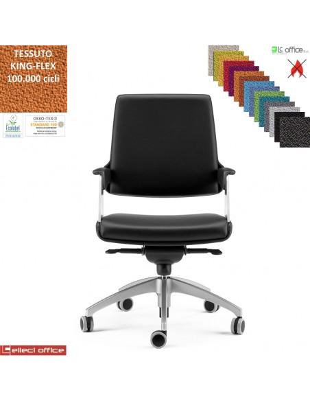 Omnia Poltrona semidirezionale con oscillante a fulcro avanzato base alluminio verniciata grigia TESSUTO KING FLEX class 1IM