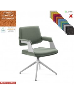 Omnia Poltrona interlocutore girevole base alluminio piramidale 4 gambe verniciata grigia TESSUTO KING FLEX class 1IM