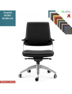 Omnia Poltrona semi direzionale con oscillante a fulcro avanzato base alluminio ecopelle SECRET class 1 IM