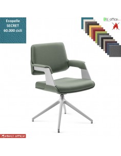 Omnia Poltrona interlocutore girevole base alluminio piramidale 4 gambe verniciata grigia ecopelle SECRET class 1 IM