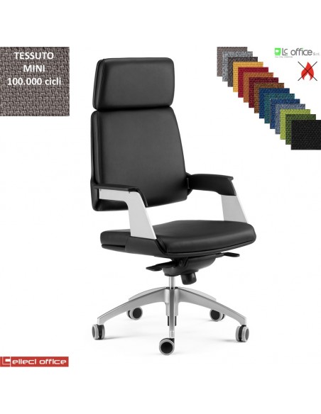 Omnia Poltrona direzionale con oscillante a fulcro avanzato base alluminio TESSUTO MINI class 1 IM