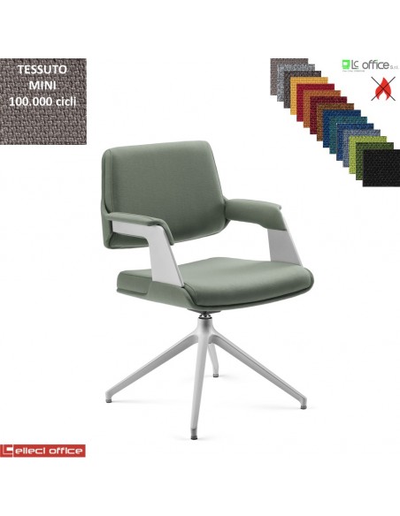 Omnia Poltrona interlocutore girevole base alluminio piramidale 4 gambe verniciata grigia TESSUTO MINI class 1 IM