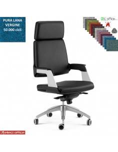 Omnia Poltrona direzionale con oscillante a fulcro avanzato base alluminio Lana vergine Class 1 IM