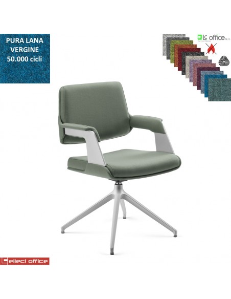Omnia Poltrona interlocutore girevole base alluminio piramidale 4 gambe verniciata grigia Lana vergine Class 1 IM