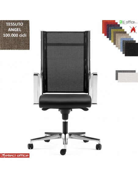 SYNCRONET Poltrona direzionale con movimento sincro multiblock braccioli fissi in acciaio cromato base alluminio ANGEL