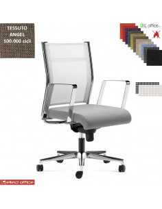 SYNCRONET Poltrona semi direzionale con movimento sincro multiblock braccioli fissi in acciaio cromato base alluminio ANGEL