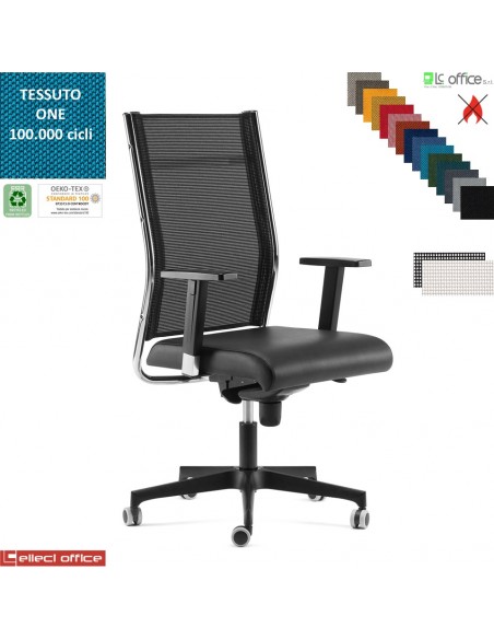 SYNCRONET Poltrona direzional movimento sincro multiblock braccioli regolabili con pad scorrevole, base nylon tessuto ONE