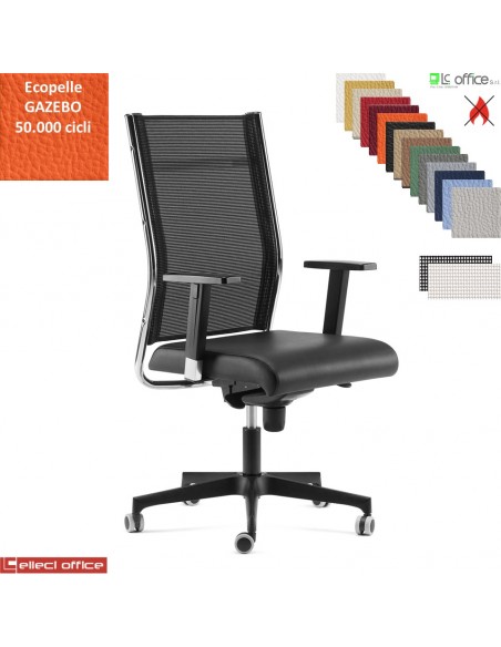 SYNCRONET Poltrona direzionale mov. sincro multiblock braccioli regolabili pad scorrevole base nylon ecopelle GAZEBO class 1 IM