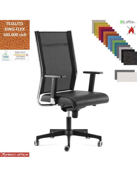 SYNCRONET Poltrona direzionale mov. sincro multiblock braccioli regolabili pad scorrevole base nylon KING FLEX