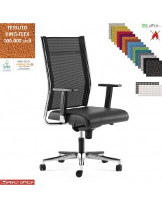 SYNCRONET Poltrona direzionale mov. sincro multiblock braccioli regolabili pad scorrevole base alluminio KING FLEX