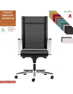 SYNCRONET Poltrona direzionale movi. sincro multiblock braccioli fissi acciaio cromato base alluminio KING FLEX