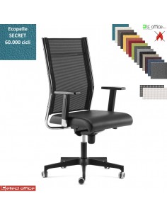 SYNCRONET Poltrona direzionale mov. sincro multiblock braccioli regolabili pad scorrevole base nylon ecopelle SECRET