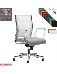 SYNCRONET Poltrona semi direzionale movi. sincro multiblock braccioli fissi acciaio cromato base alluminio MINI class 1 IM