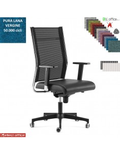 SYNCRONET Poltrona direzionale mov. sincro multiblock braccioli regolabili pad scorrevole base nylon Lana vergine Class 1 IM