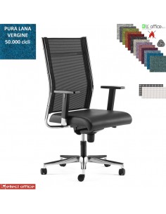 SYNCRONET Poltrona direzionale mov. sincro multiblock braccioli regolabili pad scorrevole base alluminio Lana vergine Class 1 IM