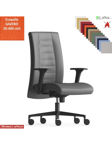 TAIT Poltrona SEMI direzionale mov. sincro multiblock braccioli regol. nylon pad scorrevole base nylon ecopelle GAZEBO Class 1IM