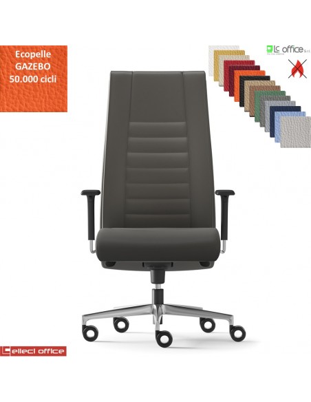 TAIT Poltrona direzionale mov. sincro multiblock braccioli regol. nylon pad scorrevole base alluminio ecopelle GAZEBO Class 1IM