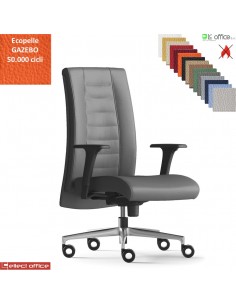 TAIT Poltrona semi direzionale mov. sincro multiblock braccioli regol. nylon pad scorrevole base allu. ecopelle GAZEBO Class 1IM