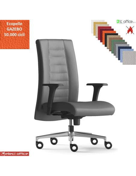 TAIT Poltrona semi direzionale mov. sincro multiblock braccioli regol. nylon pad scorrevole base allu. ecopelle GAZEBO Class 1IM