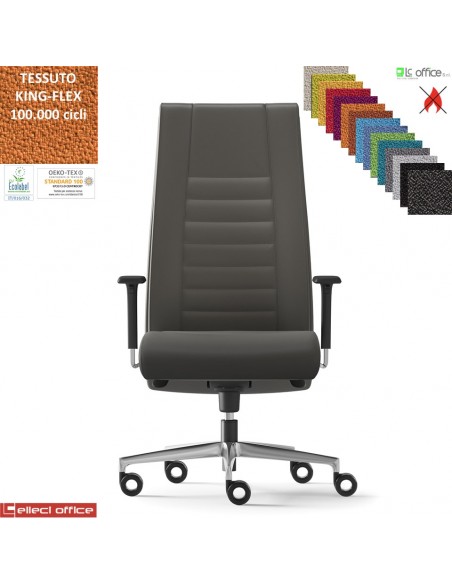 TAIT Poltrona direzionale mov. sincro multiblock braccioli regol. nylon pad scorrevole base alluminioTESSUTO KING FLEX class 1IM